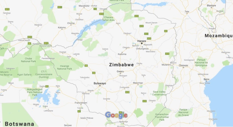 Tuverl Map of Zimbabwe